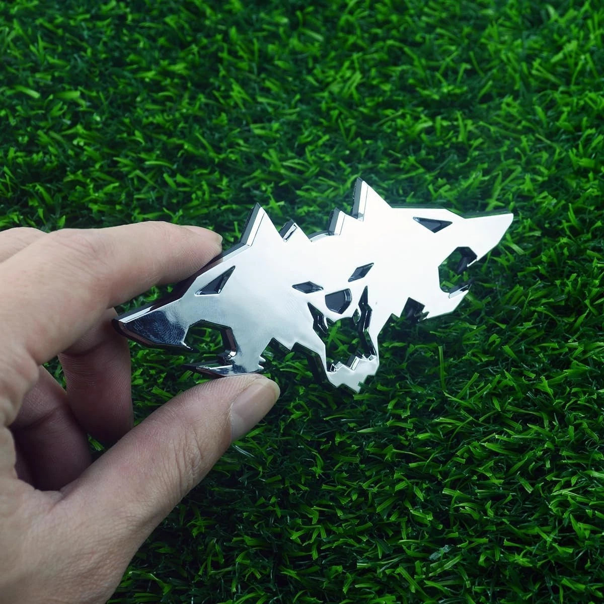 1x Wolf Emblems 3D Tailgate Side Badges Fit for Car Truck Motorc (Silver)