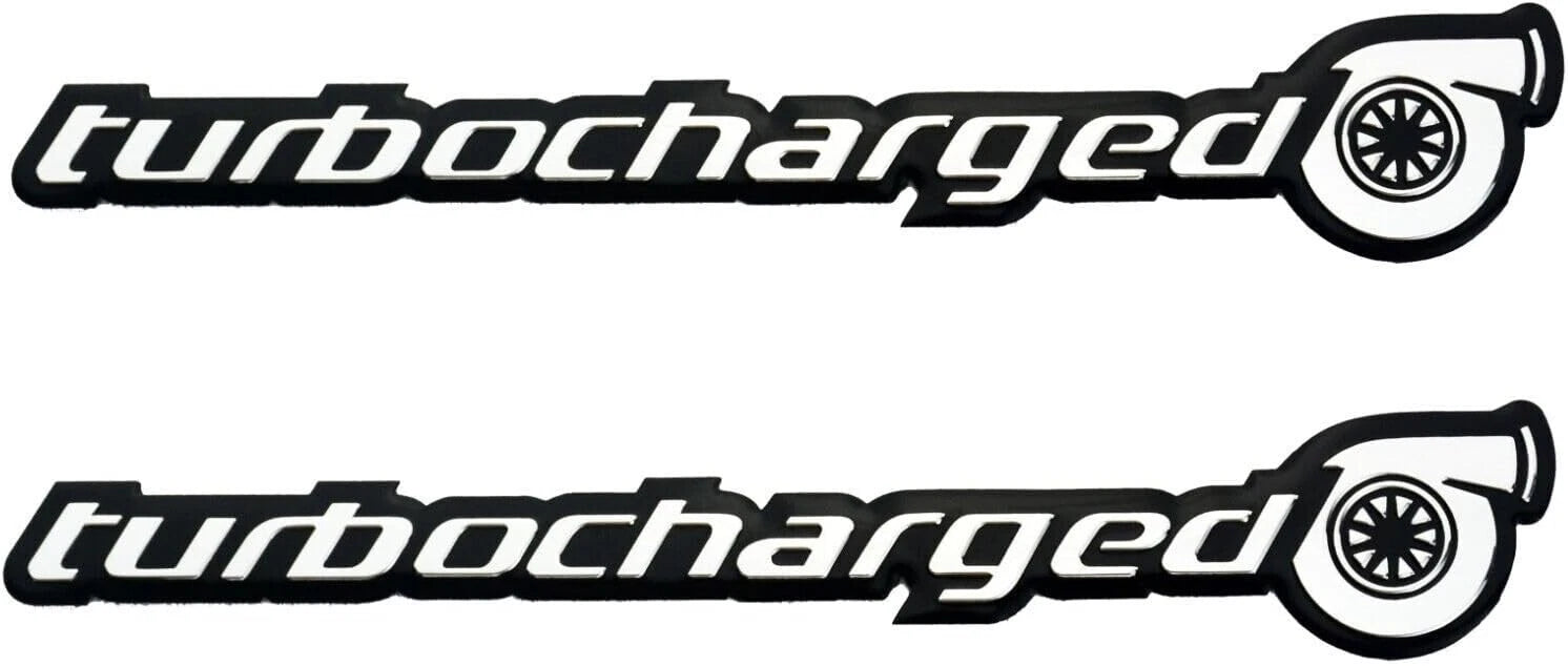 2Pack Turbocharged Emblem 3D Aluminum Sticker Decal for Universal SUV Truck Car