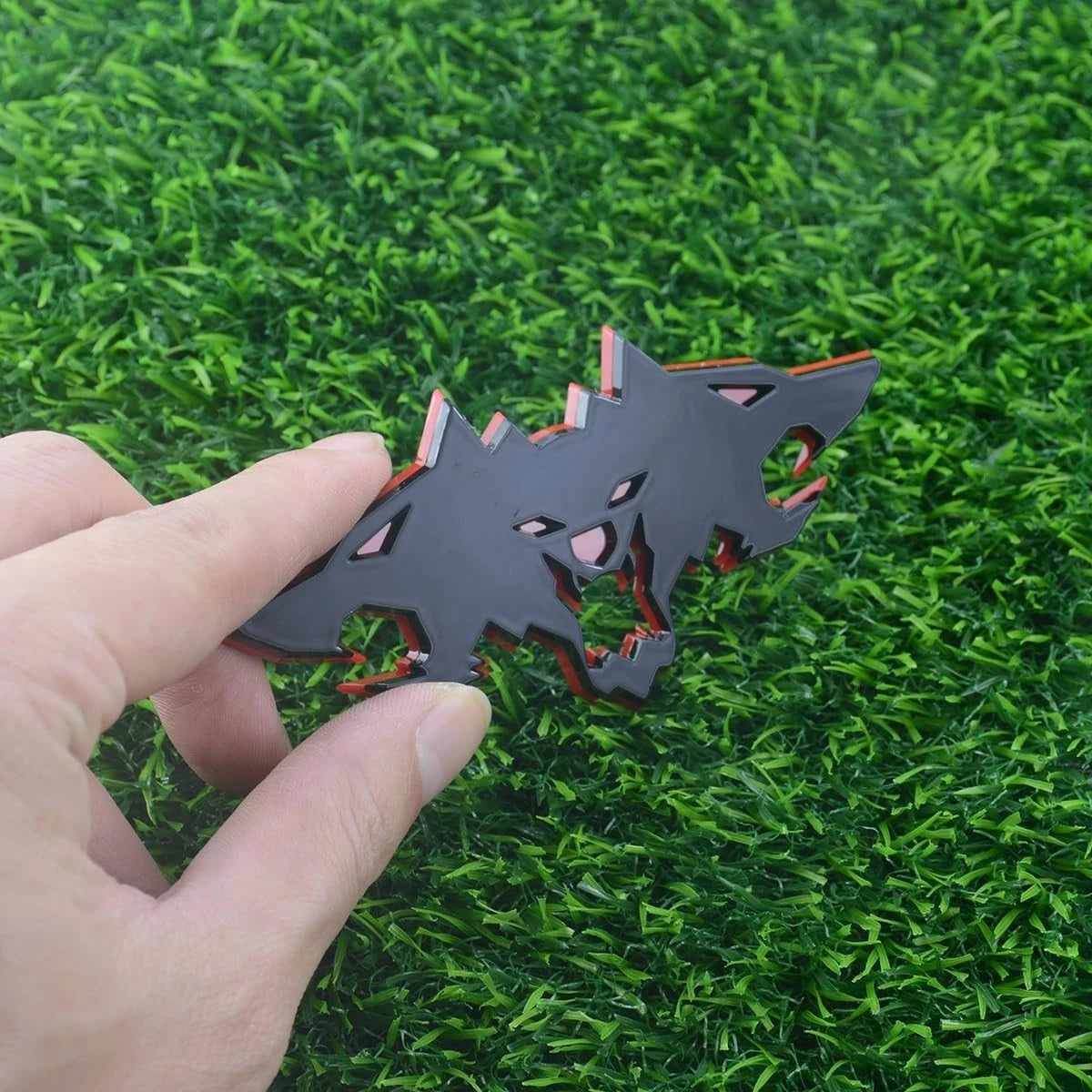 1x Wolf Emblems 3D Tailgate Side Badges Fit for Car Truck Motorc (Redline)