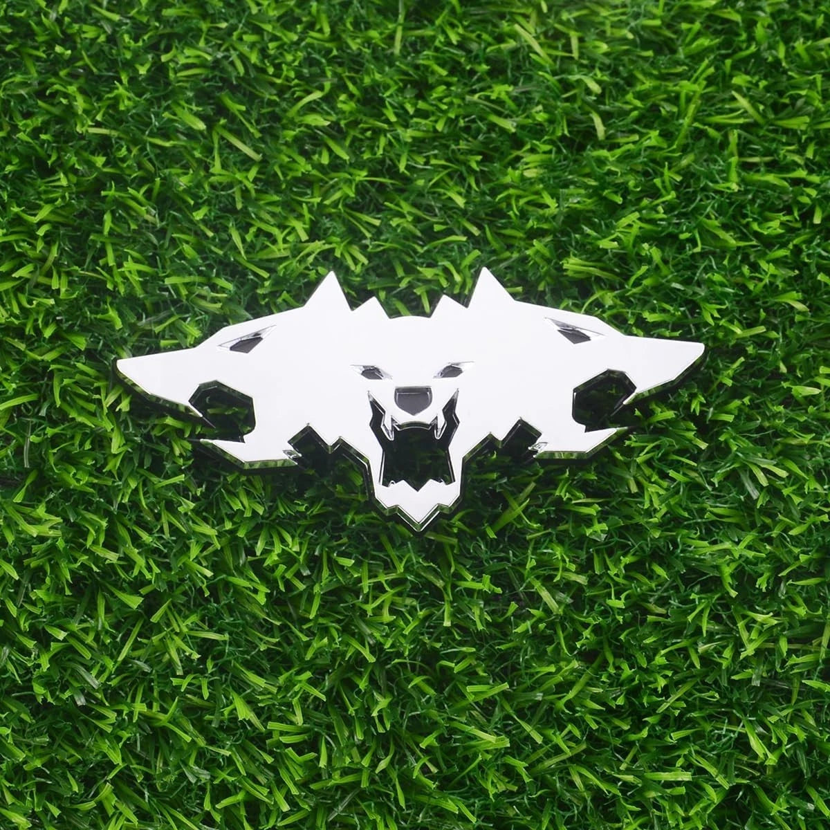 1x Wolf Emblems 3D Tailgate Side Badges Fit for Car Truck Motorc (Silver)