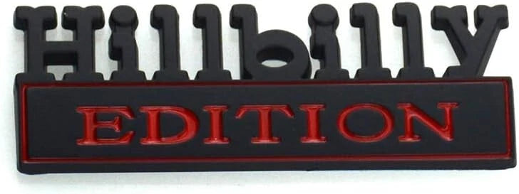 2Pc HILLBILLY EDITION EMBLEM 3D Badge Nameplate Car Truck SUV (Black Red)