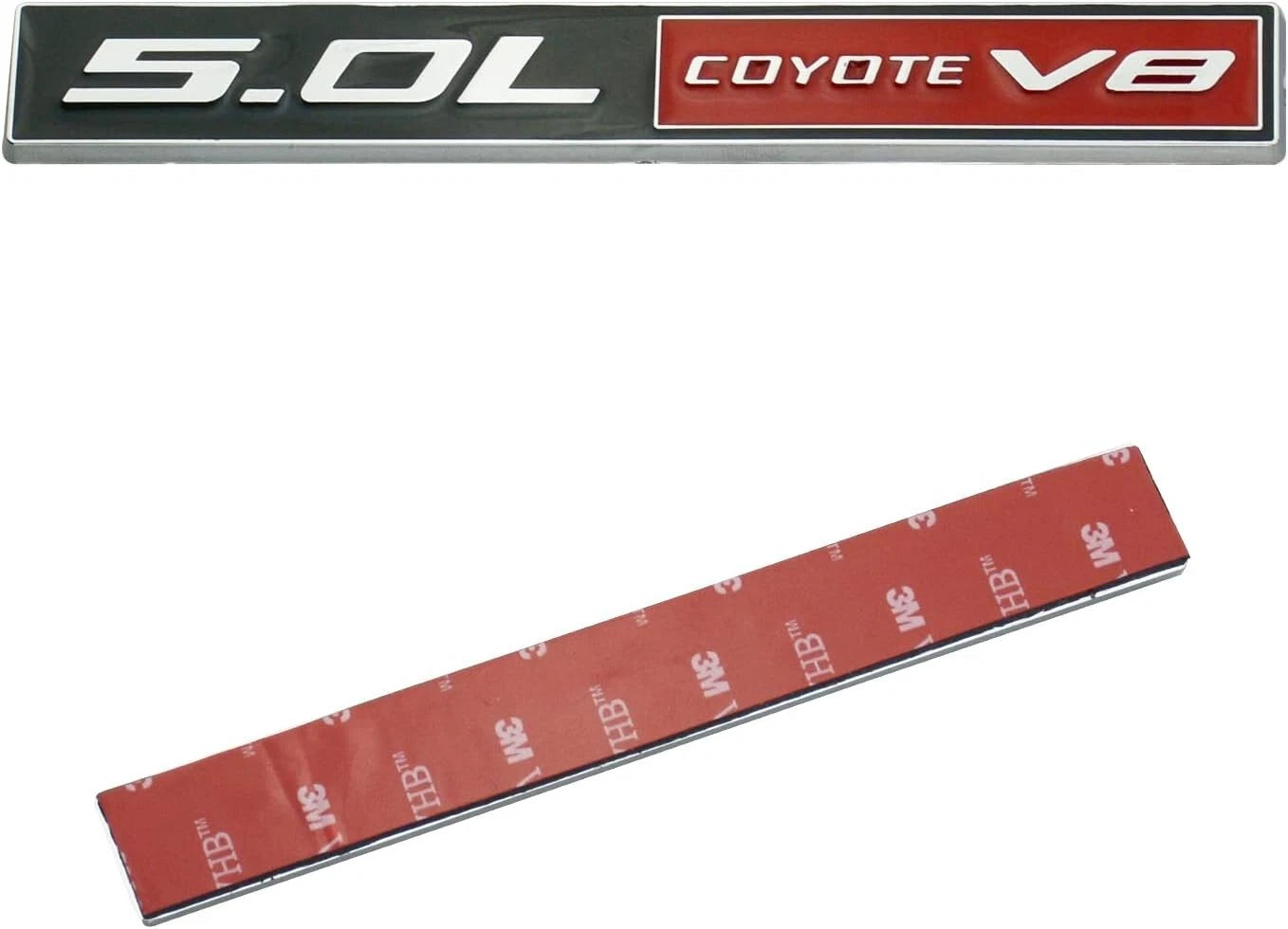 2Pc 5.0L Coyote V8 Emblem Adhesive Badge V8 Engine Trim Fender Hood Silver RED