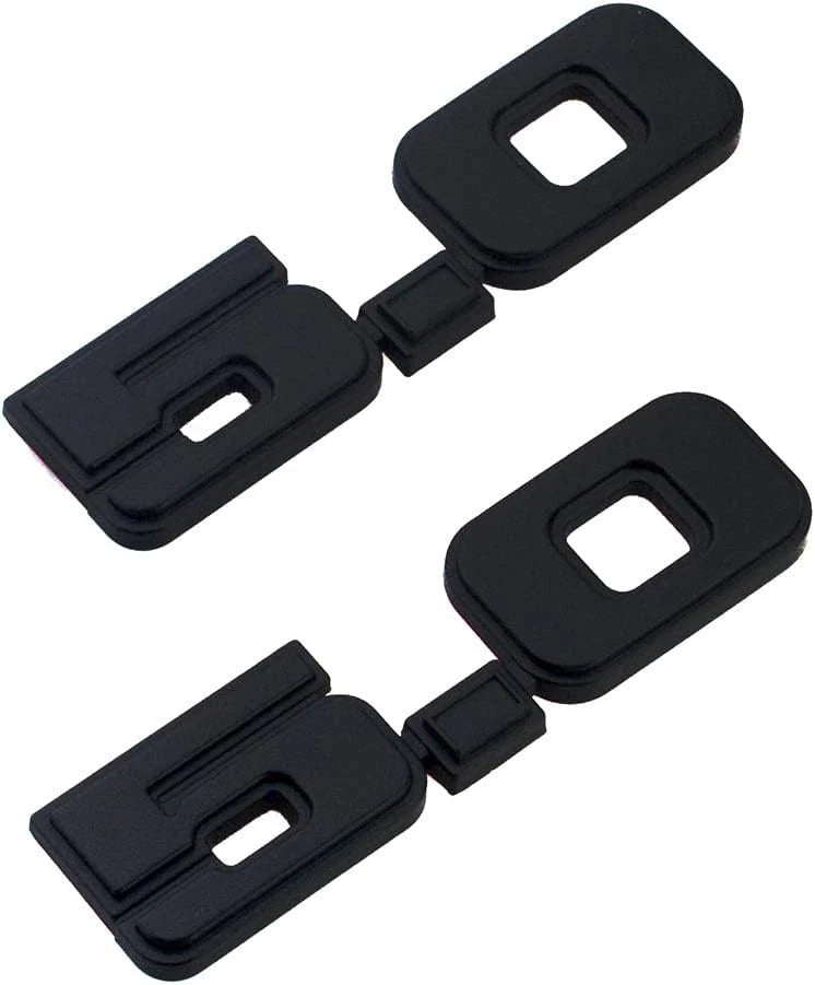 2Pc 5.0 Emblem Liter Door 3D Fender Side Adhesive for 1979-1993 (All Black)