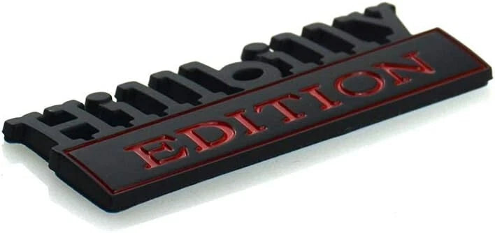 2Pc HILLBILLY EDITION EMBLEM 3D Badge Nameplate Car Truck SUV (Black Red)